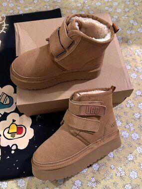 Ugg Brown Velcro Thick-Soled Snow Boots